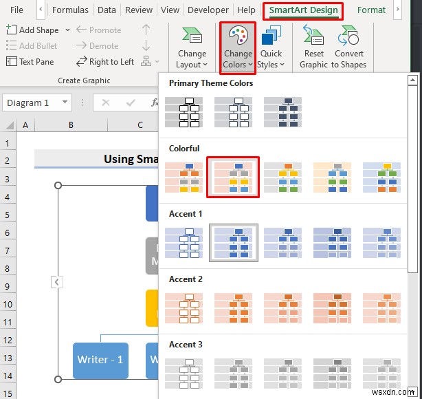Excel で SmartArt 階層を使用する方法 (簡単な手順)