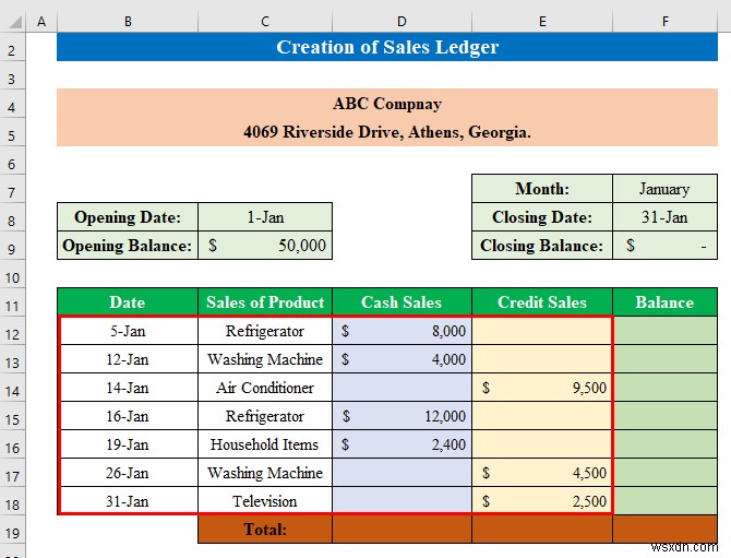 Excel で売上高と購買元帳を作成する方法