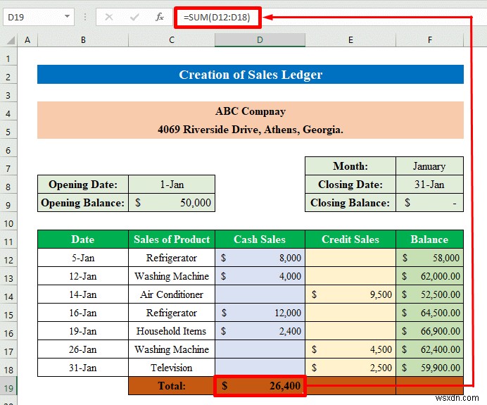 Excel で売上高と購買元帳を作成する方法