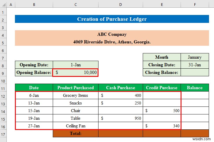 Excel で売上高と購買元帳を作成する方法