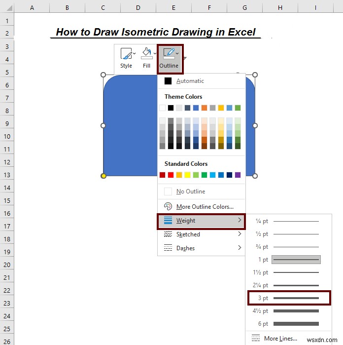 Excel でアイソメ図を描く方法 (簡単な手順)