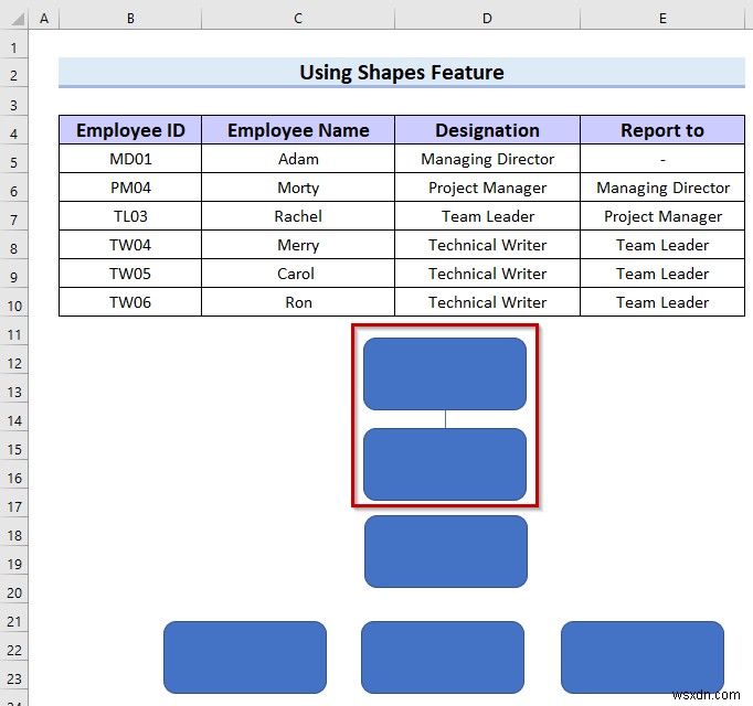 Excel で階層図を作成する方法 (3 つの簡単な方法)