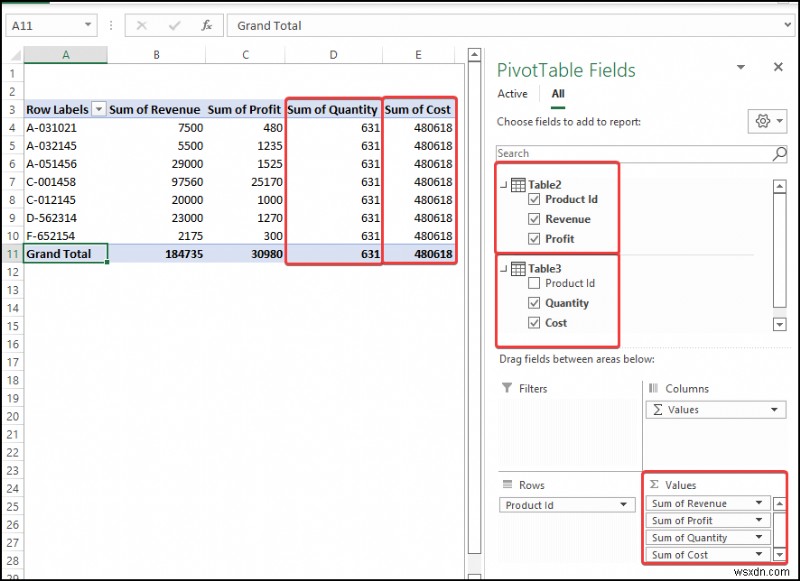 Excel で値が重複するリレーションシップを作成する方法