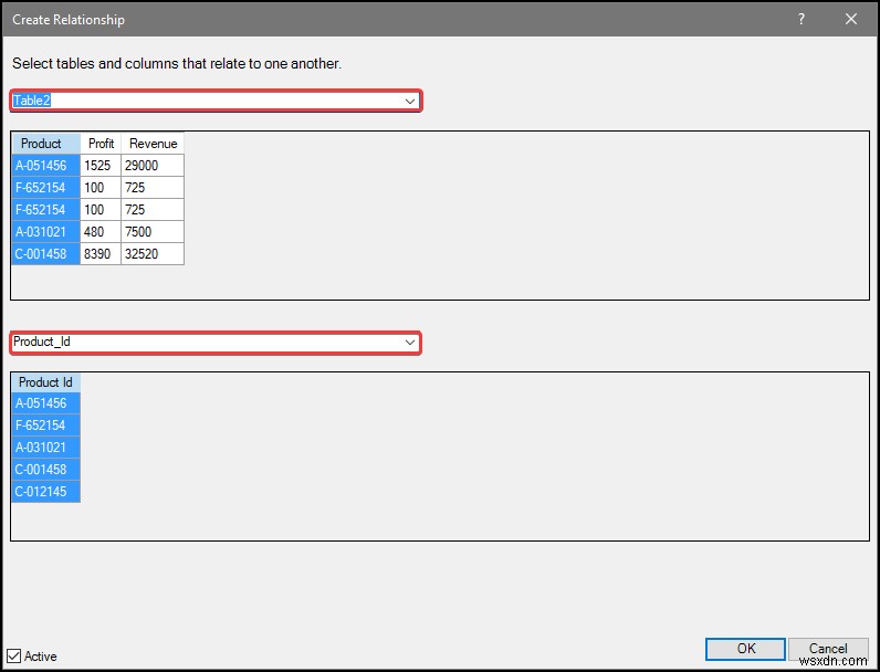 Excel で値が重複するリレーションシップを作成する方法