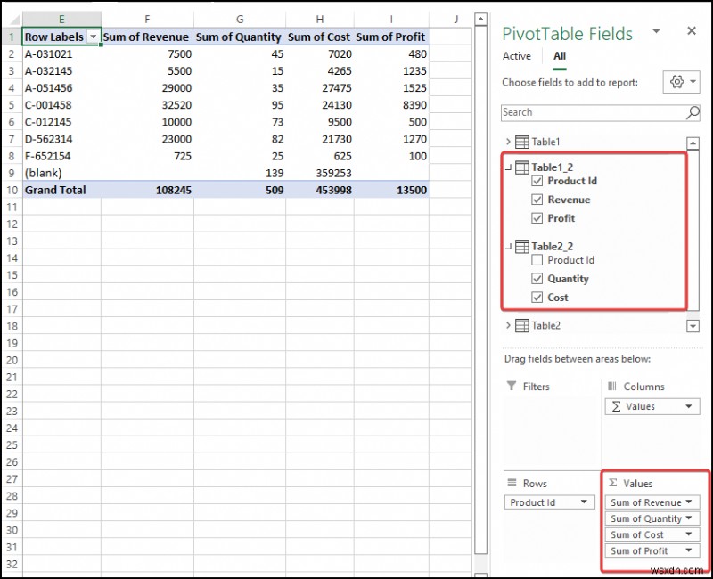 Excel で値が重複するリレーションシップを作成する方法