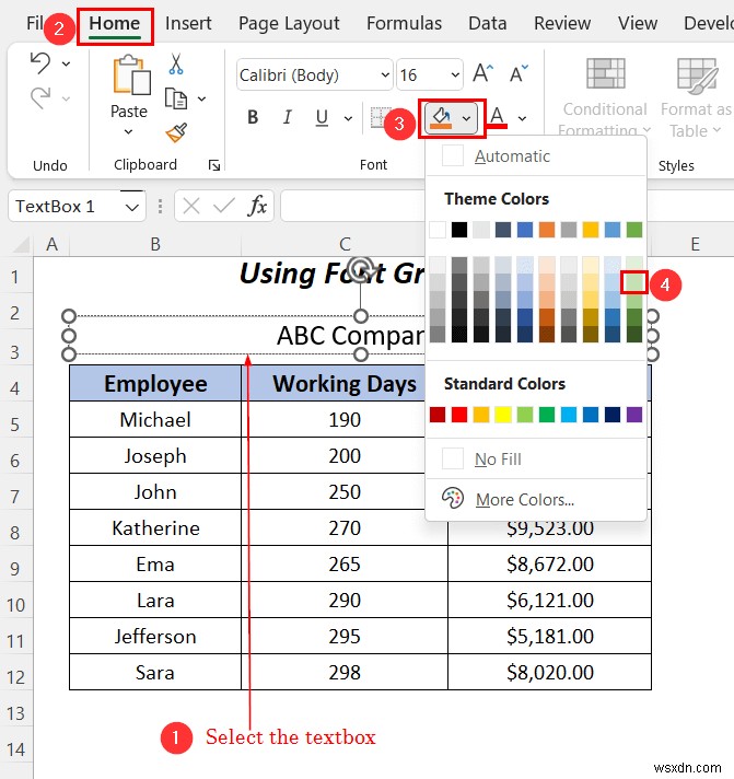 Excel でテキスト ボックス内のテキストを強調表示する方法 (3 つの便利な方法)