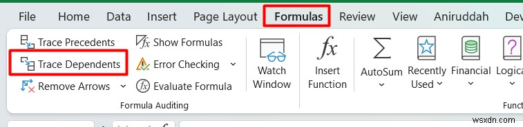 Excel で依存関係を別のシートにトレースする方法