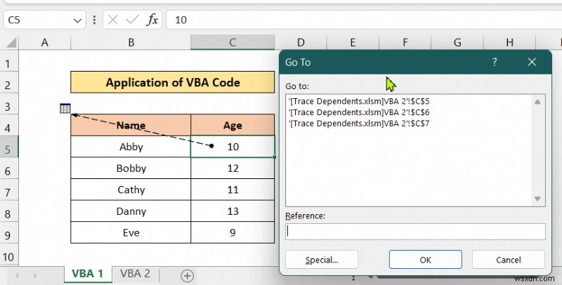 Excel で依存関係を別のシートにトレースする方法