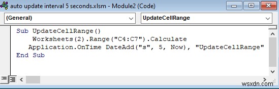 Excel で 5 秒間隔で自動更新する方法