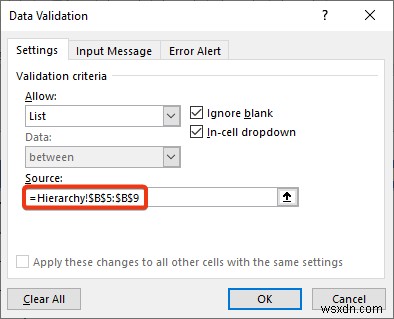 Excel で州と郵便番号の階層を作成する方法