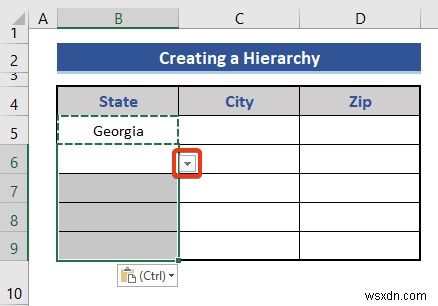 Excel で州と郵便番号の階層を作成する方法