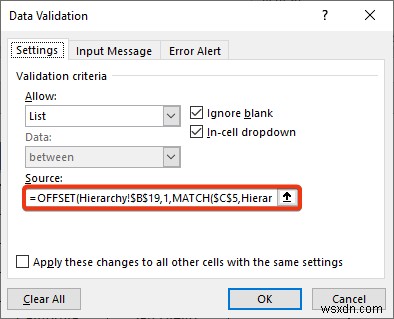 Excel で州と郵便番号の階層を作成する方法