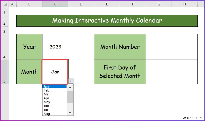 Excel でインタラクティブなカレンダーを作成する方法 (2 つの簡単な方法)