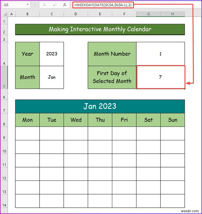 Excel でインタラクティブなカレンダーを作成する方法 (2 つの簡単な方法)