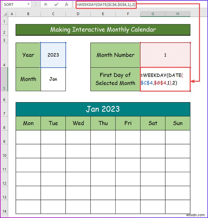 Excel でインタラクティブなカレンダーを作成する方法 (2 つの簡単な方法)