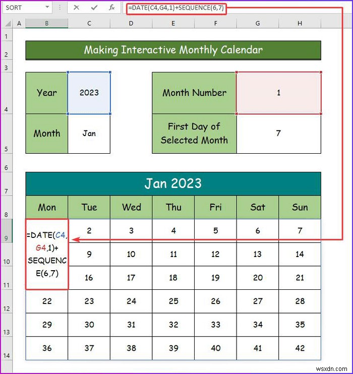 Excel でインタラクティブなカレンダーを作成する方法 (2 つの簡単な方法)