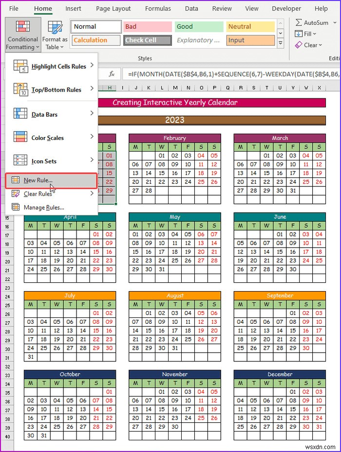 Excel でインタラクティブなカレンダーを作成する方法 (2 つの簡単な方法)