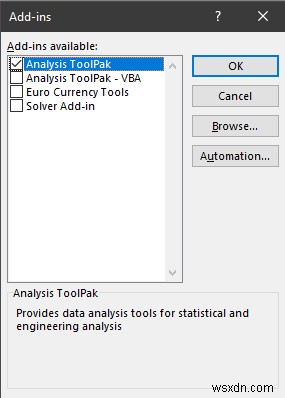 Excel にデータ分析をインストールする方法