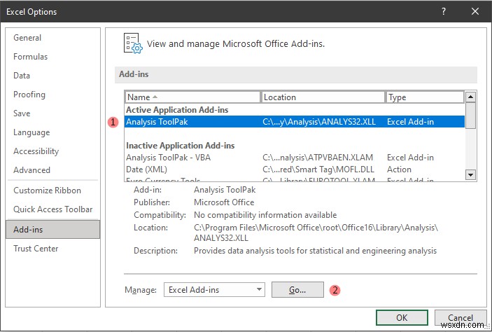 Excel にデータ分析をインストールする方法