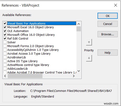 Excel で参照ダイアログ ボックスを表示する方法