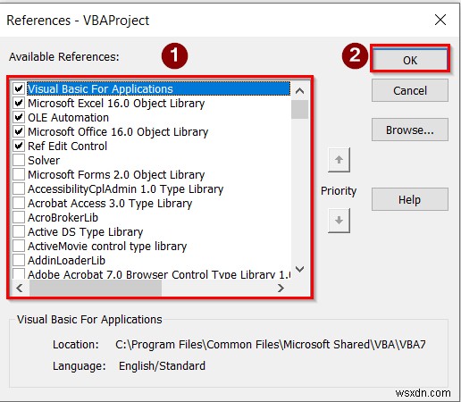 Excel で参照ダイアログ ボックスを表示する方法