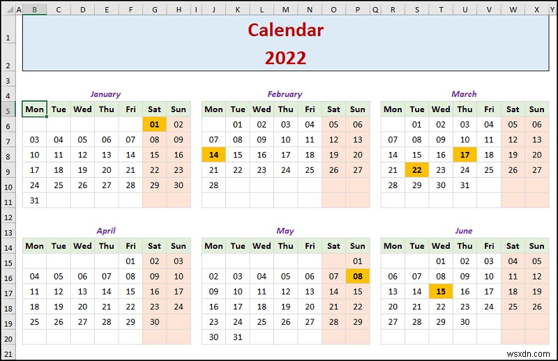 Excel で年間カレンダーを作成する方法 (簡単な手順)