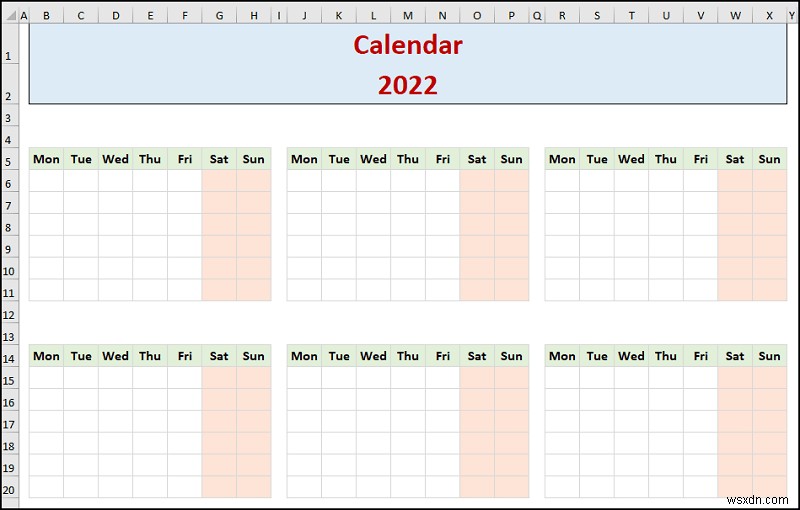 Excel で年間カレンダーを作成する方法 (簡単な手順)