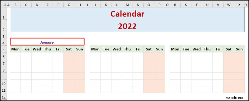 Excel で年間カレンダーを作成する方法 (簡単な手順)