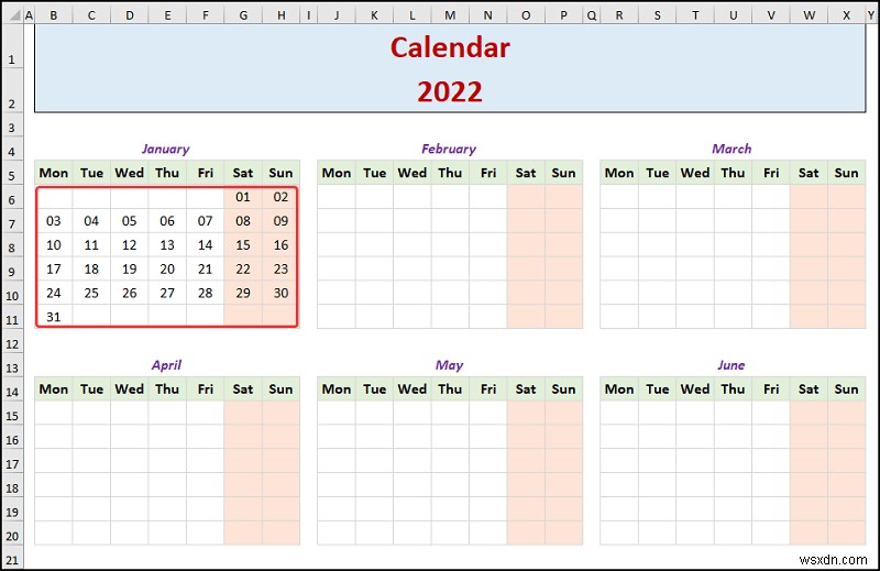 Excel で年間カレンダーを作成する方法 (簡単な手順)