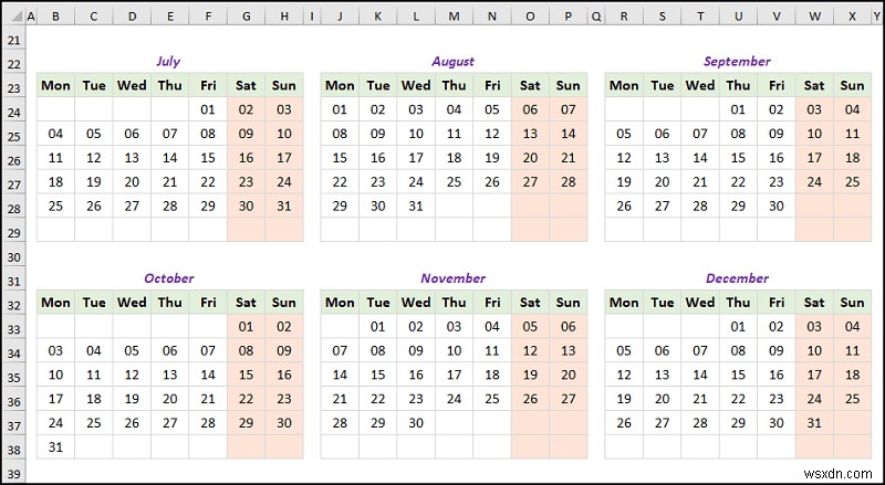 Excel で年間カレンダーを作成する方法 (簡単な手順)