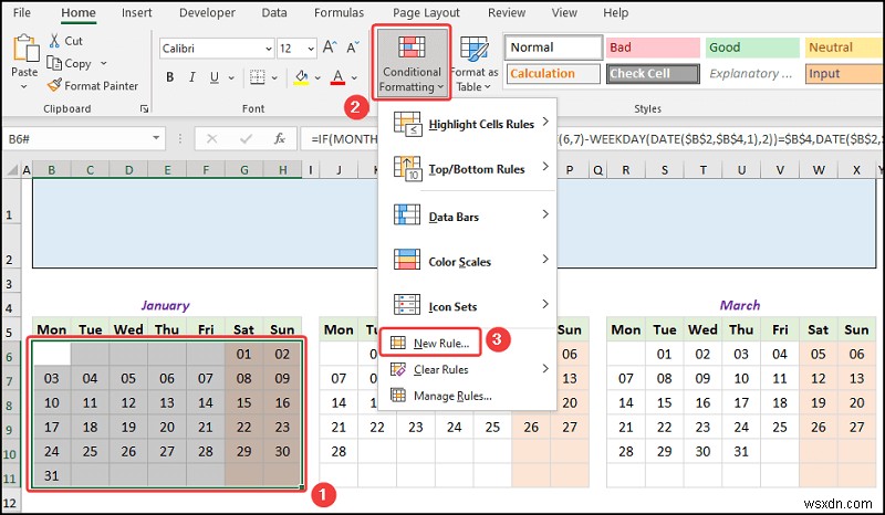 Excel で年間カレンダーを作成する方法 (簡単な手順)