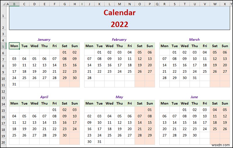 Excel で年間カレンダーを作成する方法 (簡単な手順)