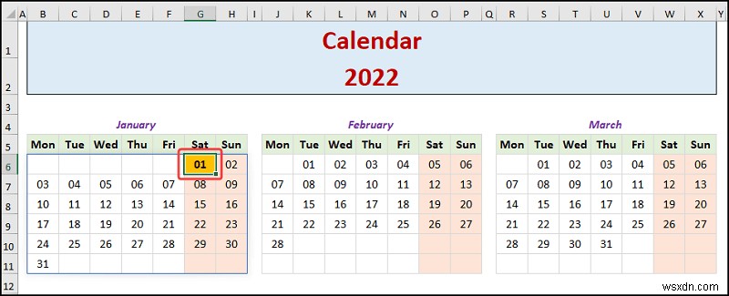 Excel で年間カレンダーを作成する方法 (簡単な手順)