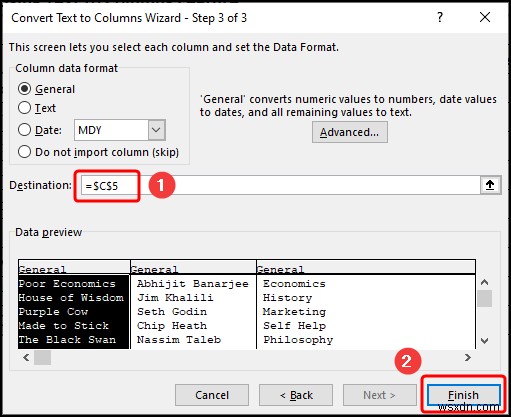 Excel でテキストを複数の区切り記号を持つ列に変換する方法