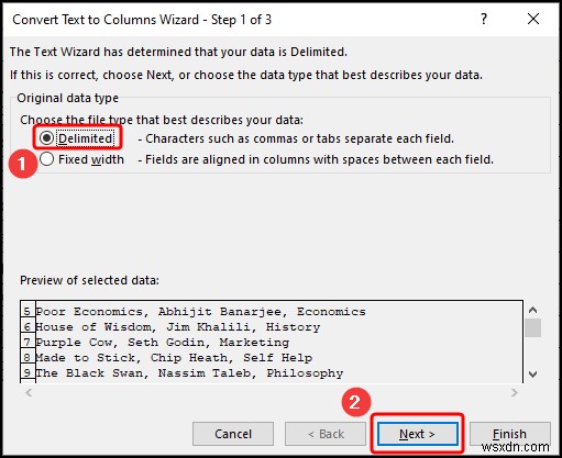 Excel でテキストを複数の区切り記号を持つ列に変換する方法