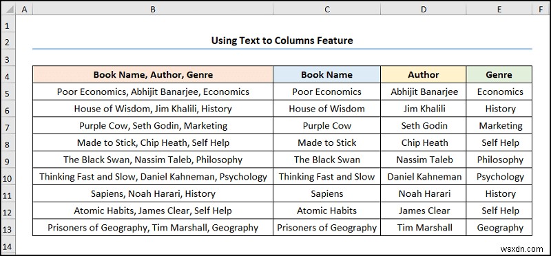 Excel でテキストを複数の区切り記号を持つ列に変換する方法