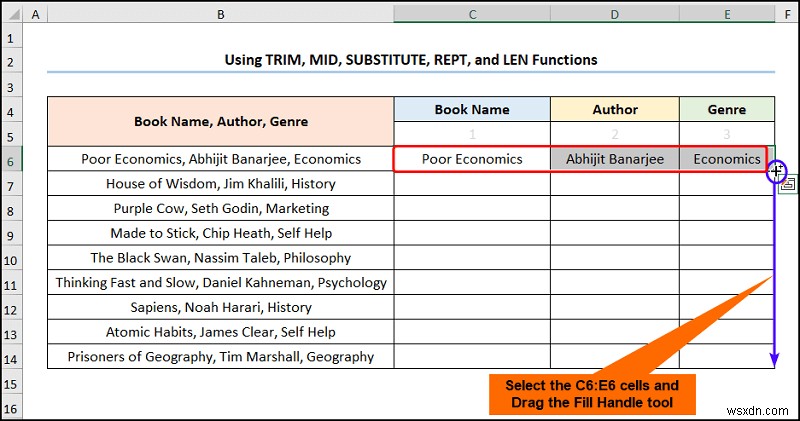 Excel でテキストを複数の区切り記号を持つ列に変換する方法