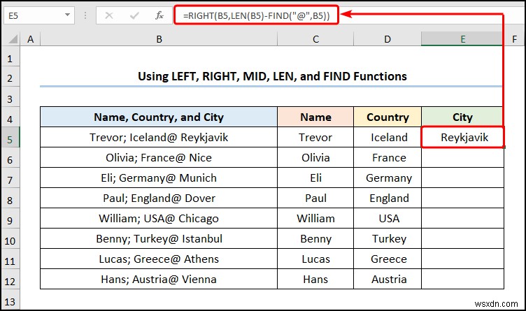 Excel でテキストを複数の区切り記号を持つ列に変換する方法