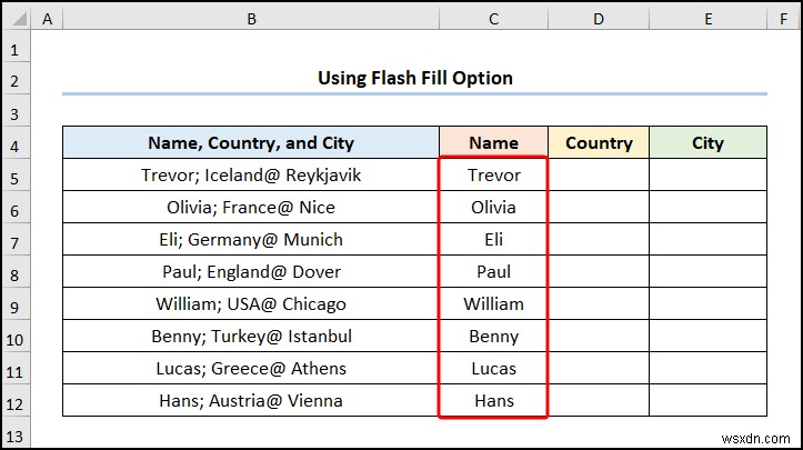 Excel でテキストを複数の区切り記号を持つ列に変換する方法