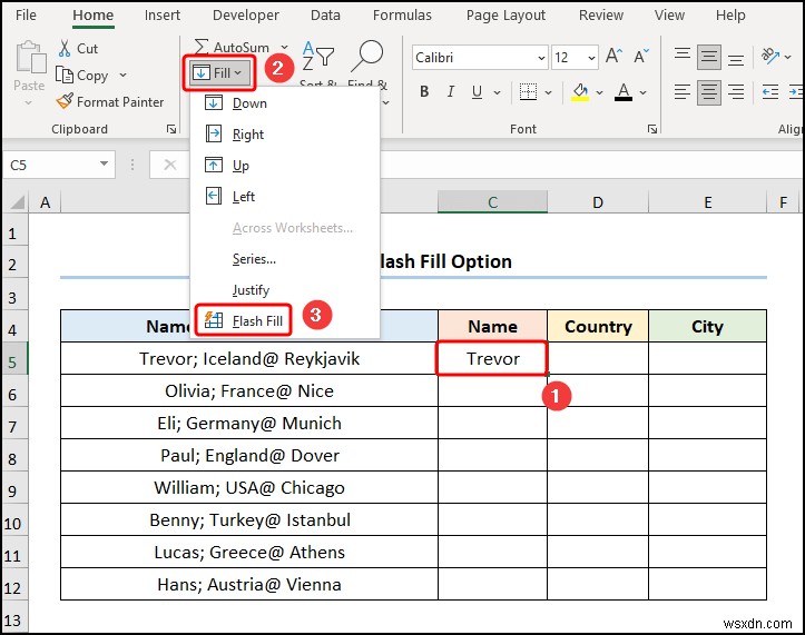 Excel でテキストを複数の区切り記号を持つ列に変換する方法