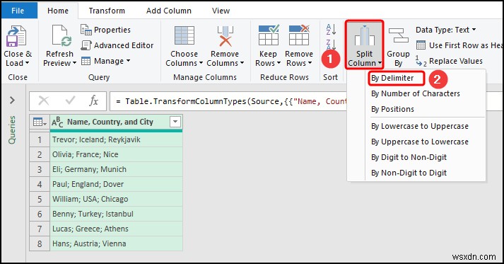 Excel でテキストを複数の区切り記号を持つ列に変換する方法