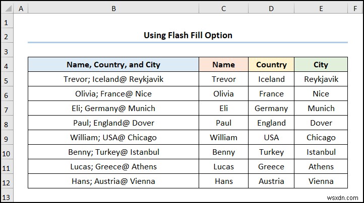 Excel でテキストを複数の区切り記号を持つ列に変換する方法