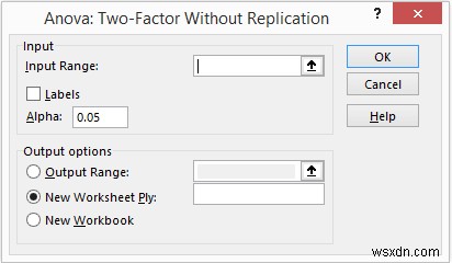 Excel で複製なしの ANOVA Two Factor を使用する方法