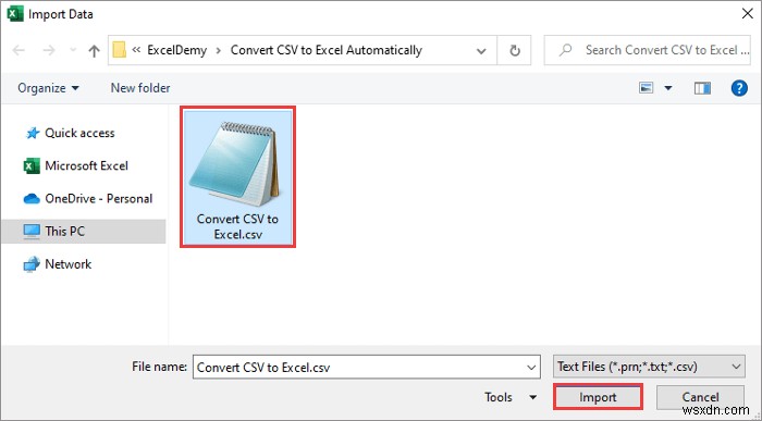 簡単な手順で CSV を Excel に自動変換