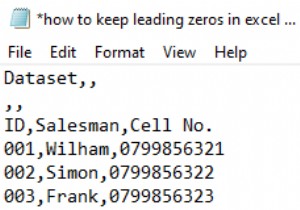 プログラムで Excel CSV の先頭のゼロを保持する方法