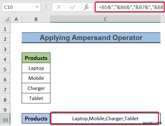 Excel で列を区切り記号付きのテキストに変換する方法