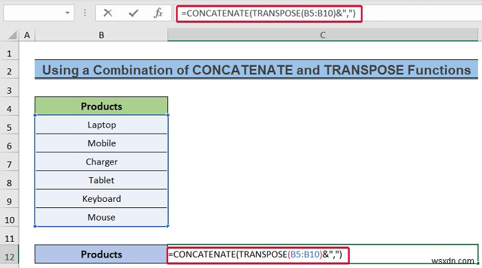 Excel で列を区切り記号付きのテキストに変換する方法