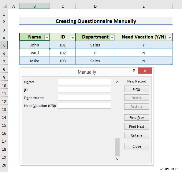 Excel でアンケートを作成する方法 (2 つの簡単な方法)