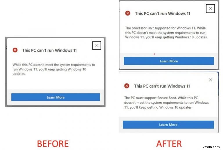 Windows 11 PC ヘルス チェック アプリがわずかに更新され、失敗の理由が示される