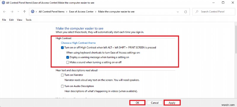 Windows 10 および Windows 11 でカスタム ハイ コントラスト テーマを有効化、無効化、および作成する方法